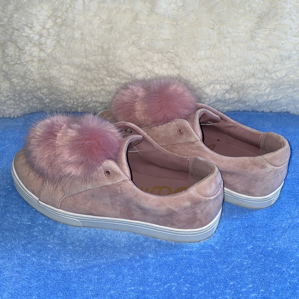 Sam Edelman Pink Suede with Pink Fur Pom-Poms. Size 9M - Picture 3 of 8